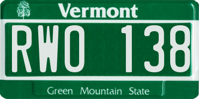 VT license plate RWO138