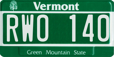 VT license plate RWO140