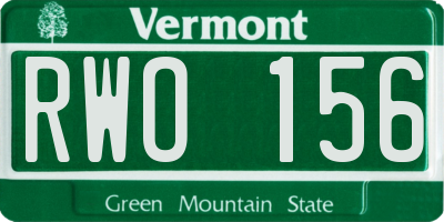 VT license plate RWO156
