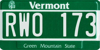 VT license plate RWO173