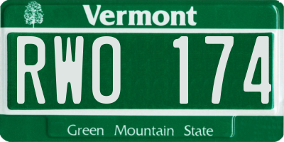VT license plate RWO174