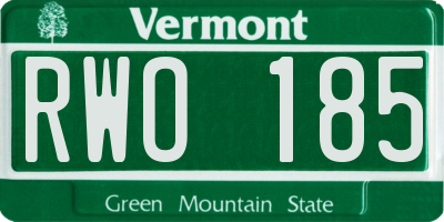 VT license plate RWO185