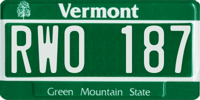 VT license plate RWO187