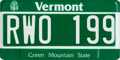 VT license plate RWO199