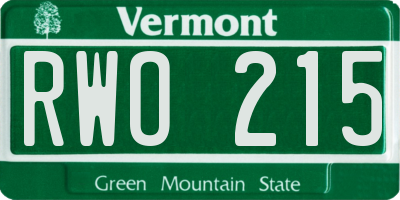 VT license plate RWO215