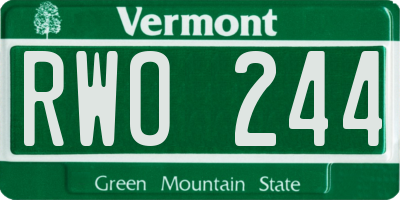 VT license plate RWO244