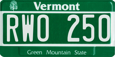 VT license plate RWO250