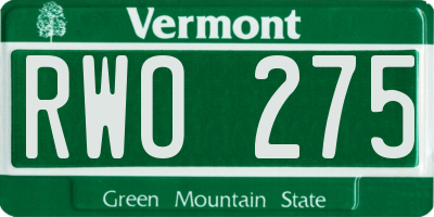 VT license plate RWO275