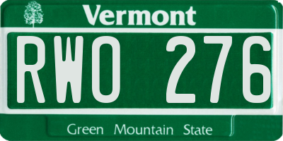 VT license plate RWO276