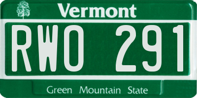 VT license plate RWO291