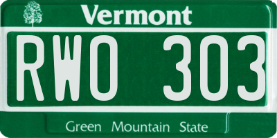 VT license plate RWO303