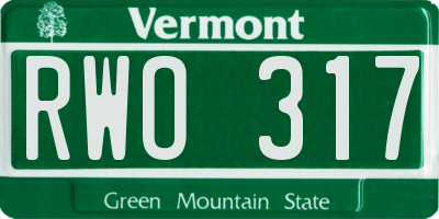 VT license plate RWO317