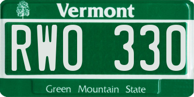 VT license plate RWO330