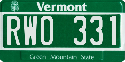 VT license plate RWO331