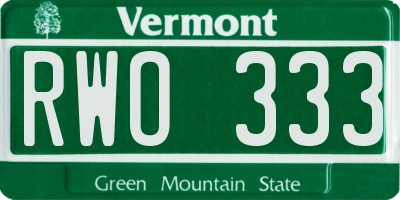 VT license plate RWO333