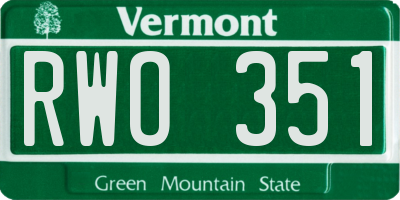 VT license plate RWO351
