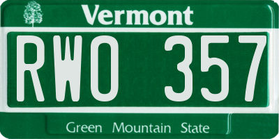 VT license plate RWO357