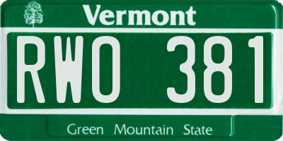 VT license plate RWO381