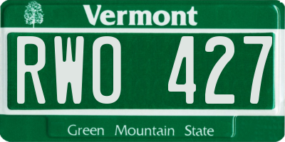 VT license plate RWO427