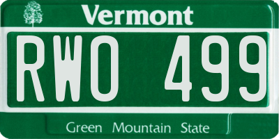VT license plate RWO499