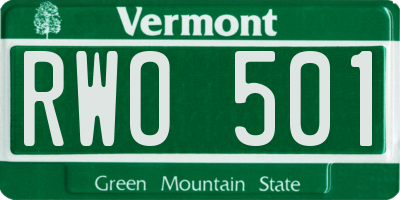 VT license plate RWO501