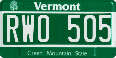 VT license plate RWO505