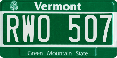 VT license plate RWO507