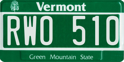 VT license plate RWO510