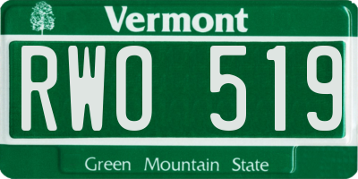 VT license plate RWO519