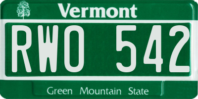 VT license plate RWO542