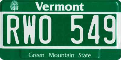 VT license plate RWO549