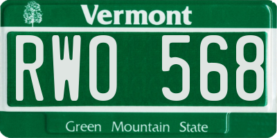 VT license plate RWO568