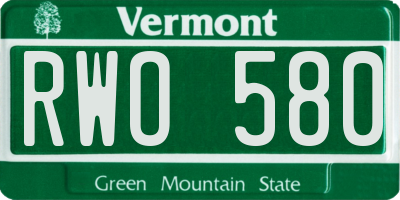 VT license plate RWO580