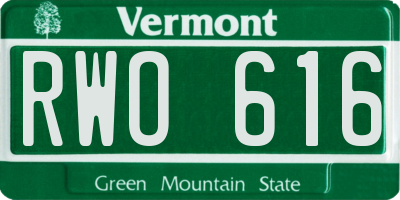 VT license plate RWO616