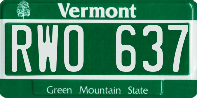 VT license plate RWO637
