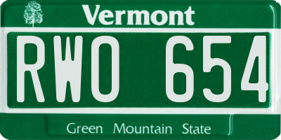 VT license plate RWO654