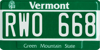 VT license plate RWO668