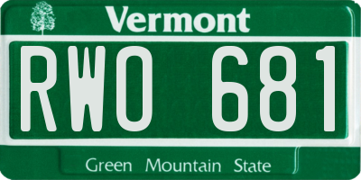 VT license plate RWO681