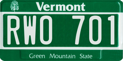 VT license plate RWO701