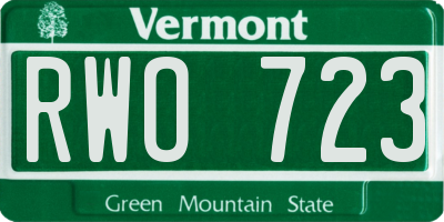 VT license plate RWO723