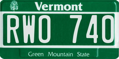 VT license plate RWO740