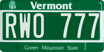 VT license plate RWO777