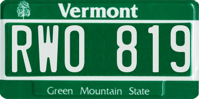 VT license plate RWO819