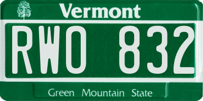VT license plate RWO832