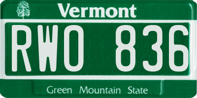 VT license plate RWO836