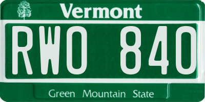 VT license plate RWO840