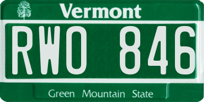 VT license plate RWO846