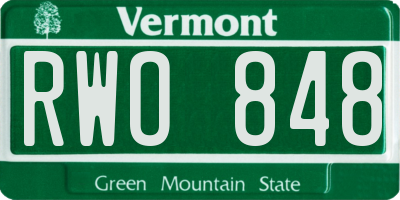 VT license plate RWO848