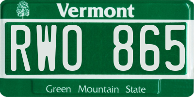 VT license plate RWO865