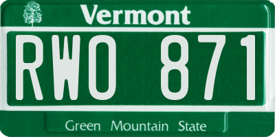 VT license plate RWO871